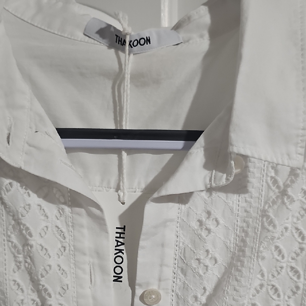 Thakoon White Eyelet Button-Down Shirt Dress - Picture 3 of 9